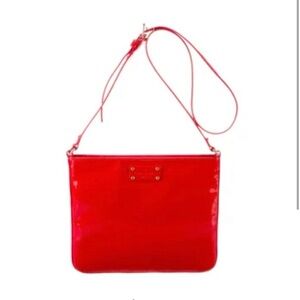 Kate Spade Chili Red Metro Spade Darby Patent Crossbody Bag